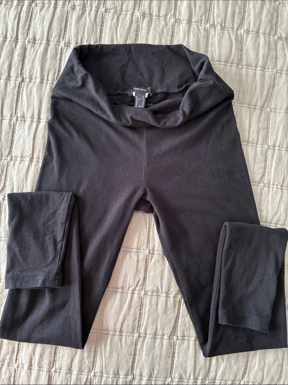 Forever 21 Black Fold-Over Waist Leggings - Soft Stretch Size S